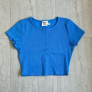 Princess Polly Blue Fitted Crop T-Shirt